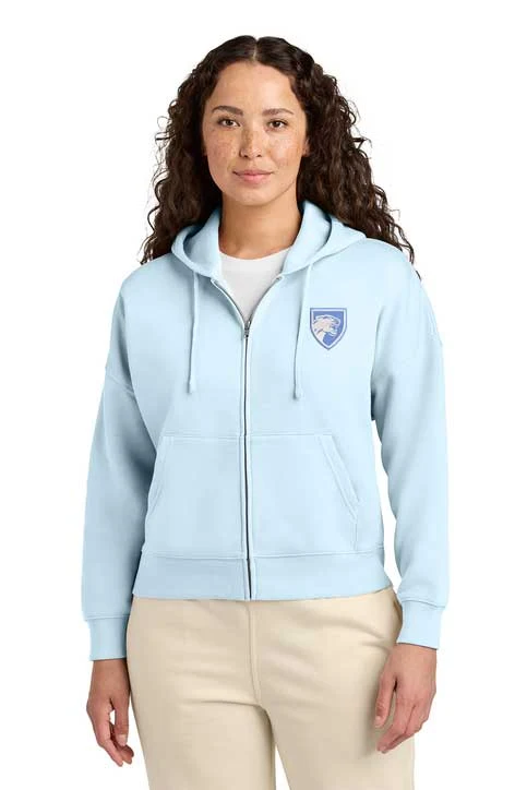 Stanley/Stella women's full-zip hoodie in Blue Ice with the BSA shield embroidered on the left chest