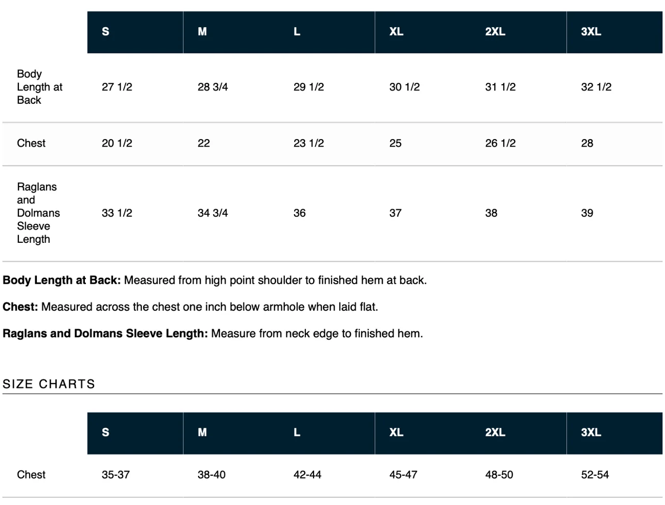 TMA42408 size chart